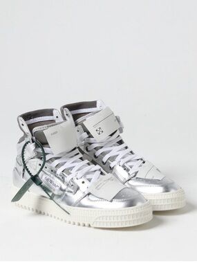 Off-White 3.0 Silver & White High-Top Platform Sneakers